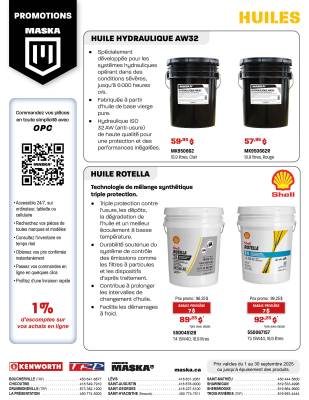 PROMOTION  MASKA / HUILE HYDRAULIQUE ET ROTELLA
