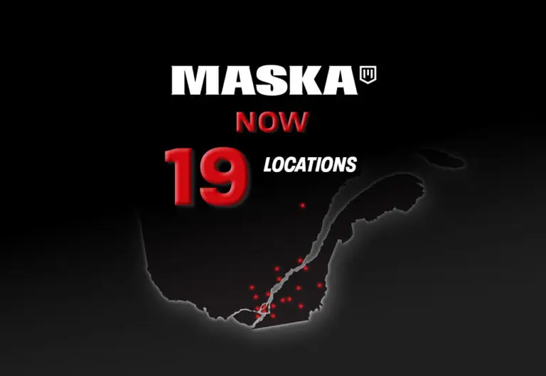 Map of Quebec illustrating MASKA’s service territory following the acquisition of Kenworth Montréal and PacLease Montréal, bringing its network to 19 locations.